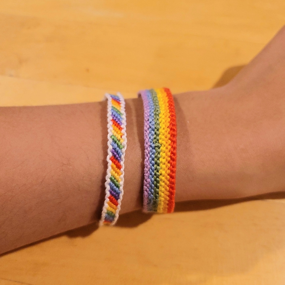 Pair of pride rainbow friendship bracelets
